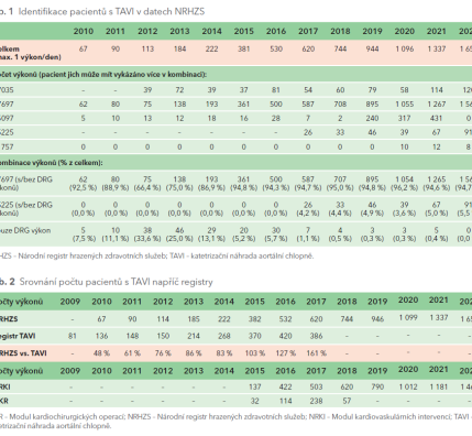 Tab. 1 Identifikace pacientů s TAVI v datech NRHZS
